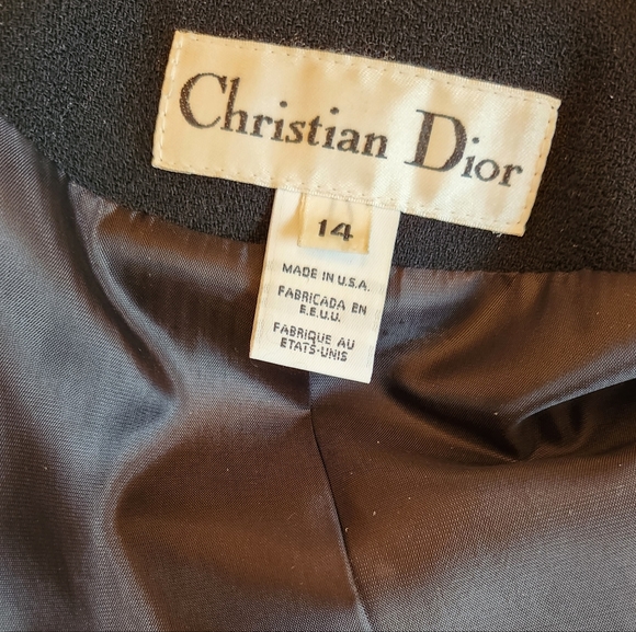 Vintage Authentic Christian Dior Women's Black Wool Blazer Size 14 - Picture 10 of 10